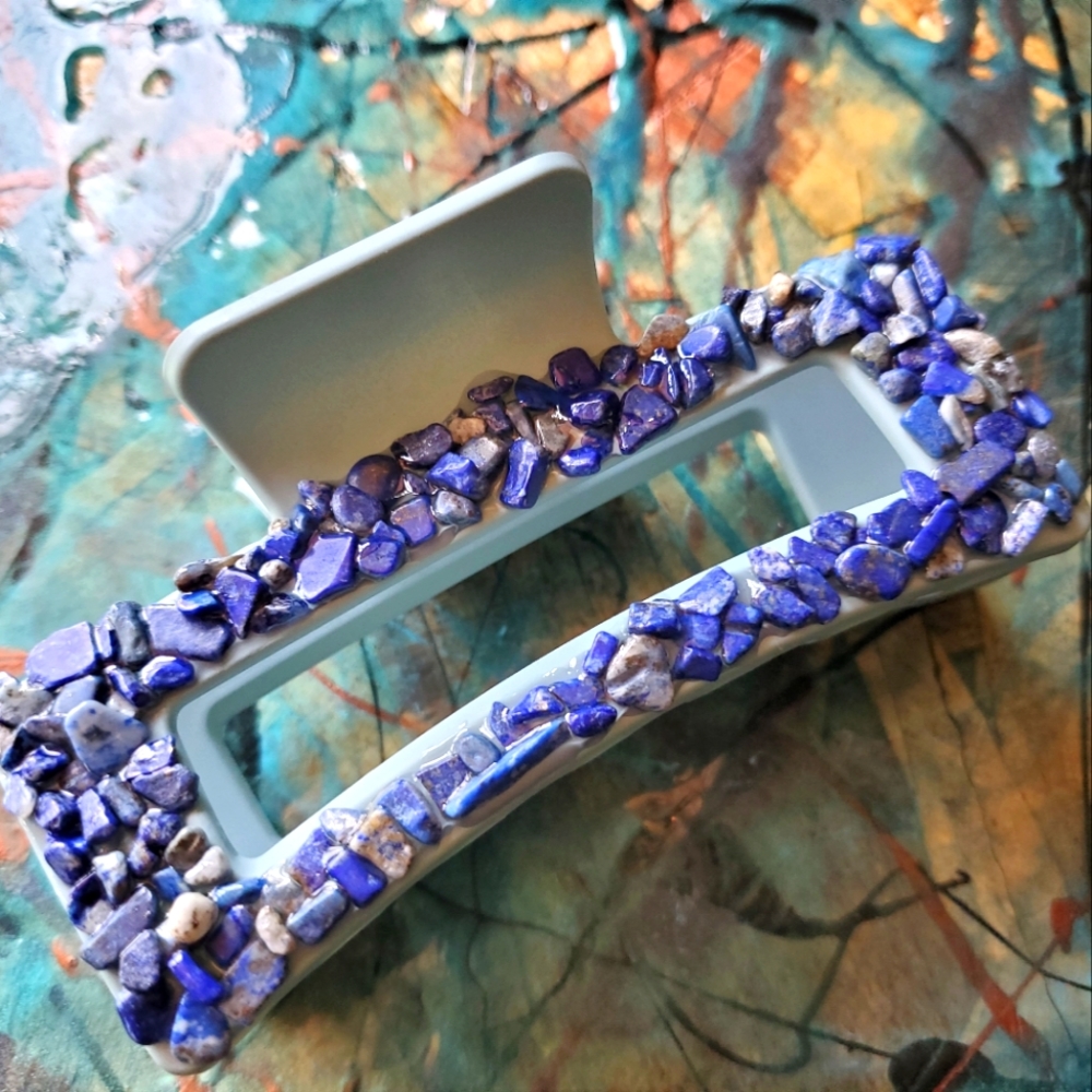 Handmade western hair clip. Sodalite gemstone Stone claw clip